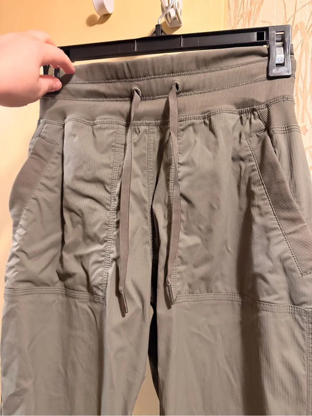 Women's Olive Utility Cargo Pants with Drawstring Waist- These are XS Tall